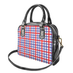Blue Red And White Check Pattern Print Shoulder Handbag