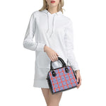 Blue Red And White Check Pattern Print Shoulder Handbag
