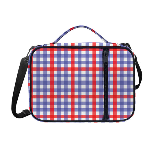 Blue Red And White Check Pattern Print Shoulder Strap Bible Bag
