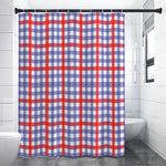 Blue Red And White Check Pattern Print Shower Curtain