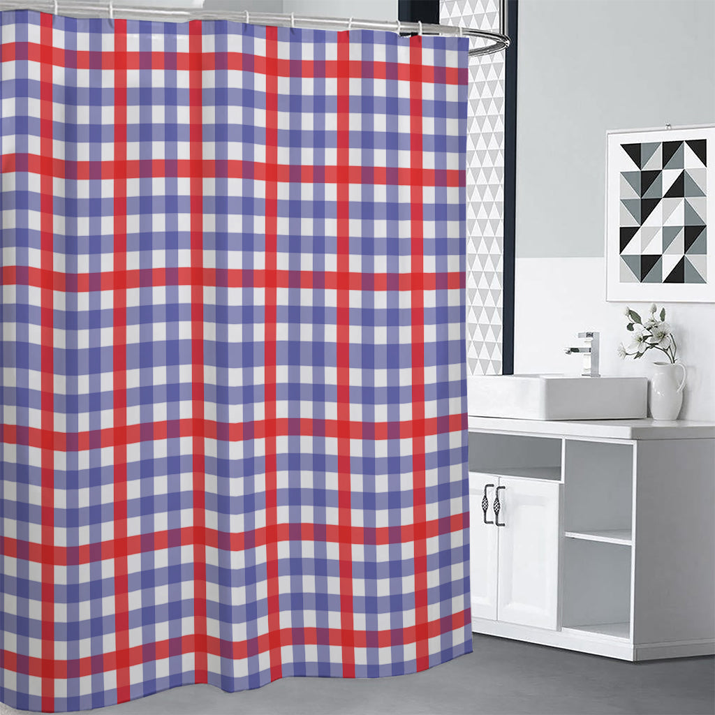 Blue Red And White Check Pattern Print Shower Curtain