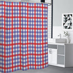 Blue Red And White Check Pattern Print Shower Curtain