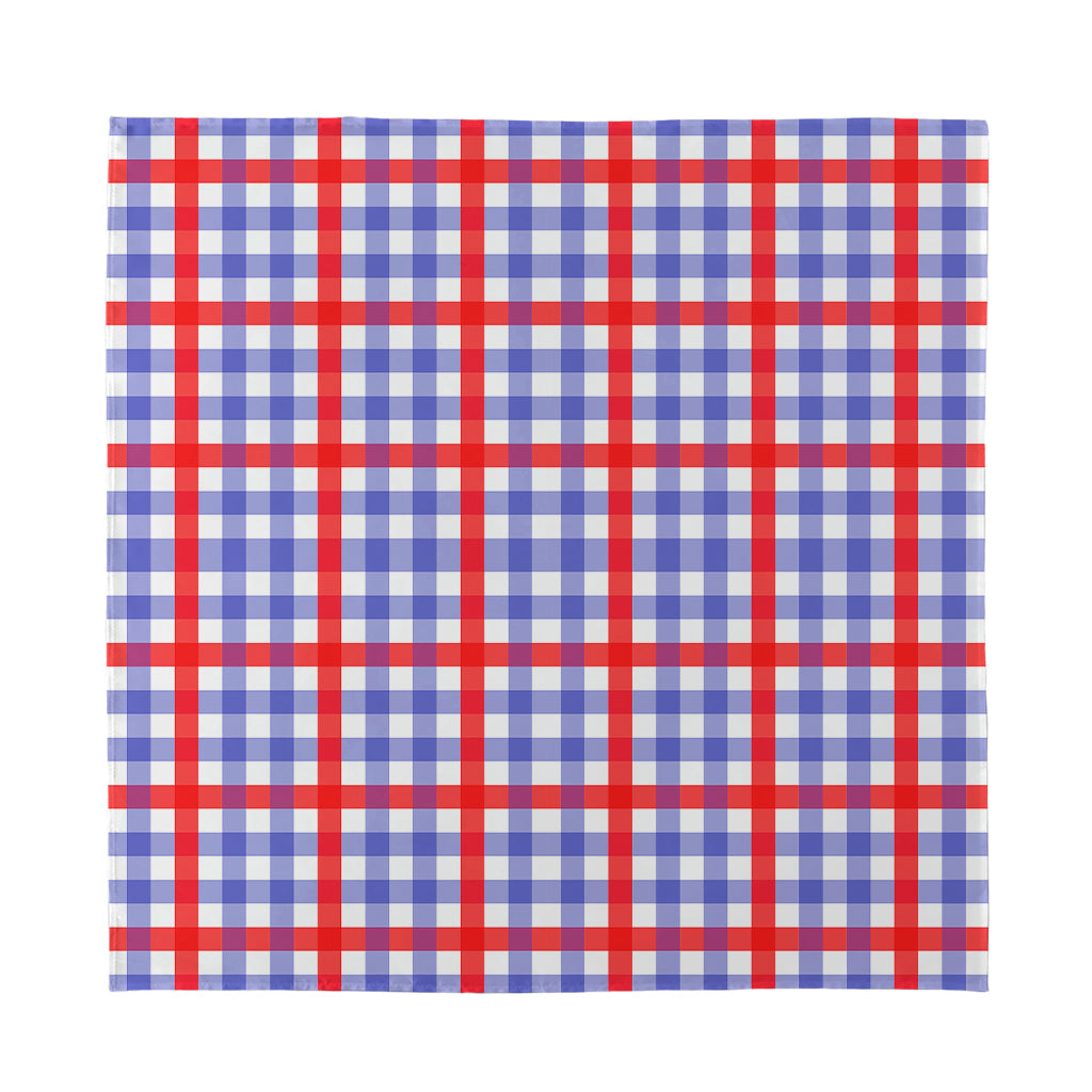 Blue Red And White Check Pattern Print Silk Bandana