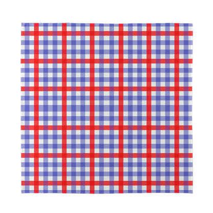 Blue Red And White Check Pattern Print Silk Bandana