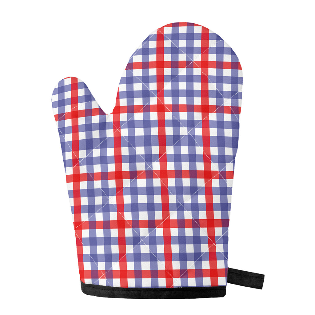 Blue Red And White Check Pattern Print Single Oven Mitt