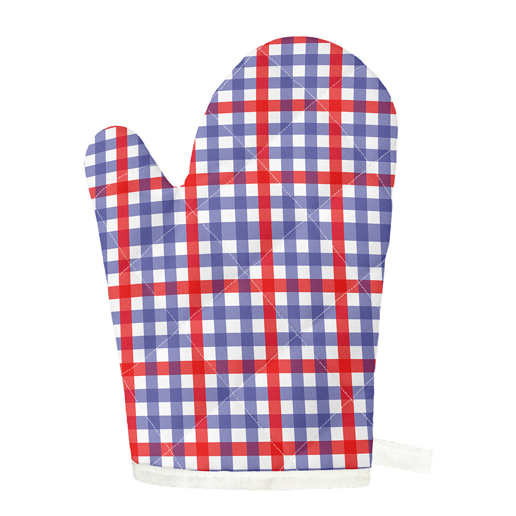 Blue Red And White Check Pattern Print Single Oven Mitt