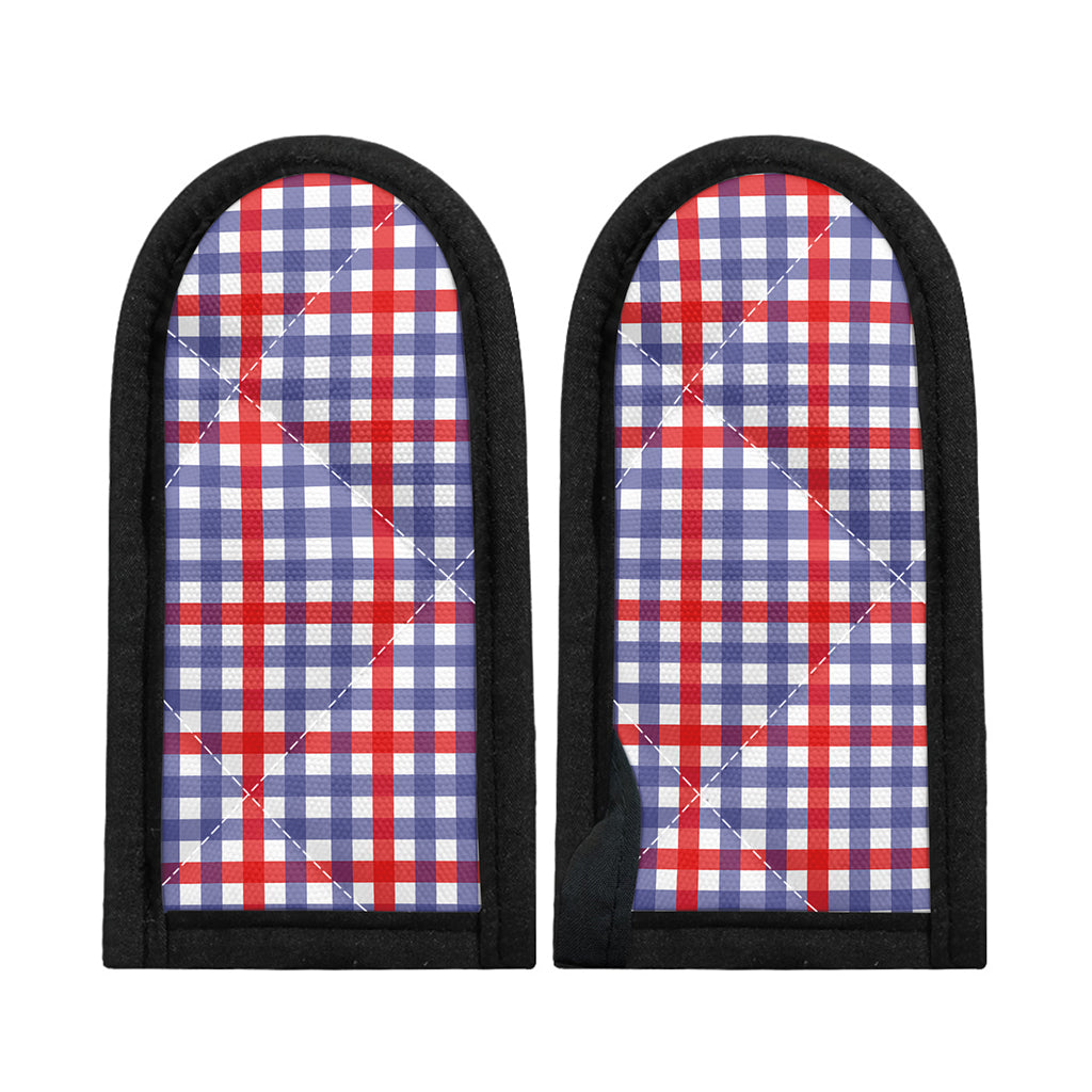Blue Red And White Check Pattern Print Skillet Handle Cover