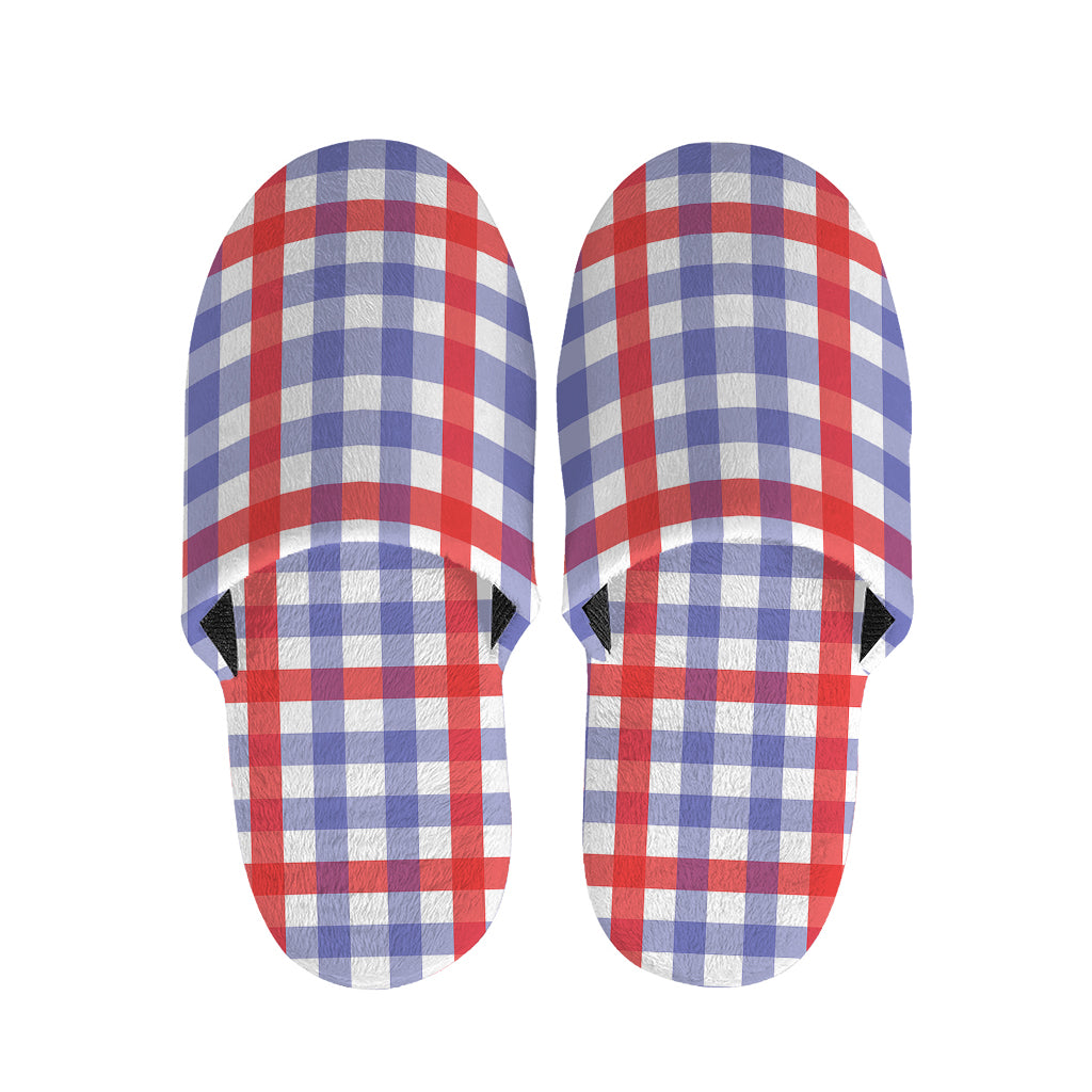 Blue Red And White Check Pattern Print Slippers
