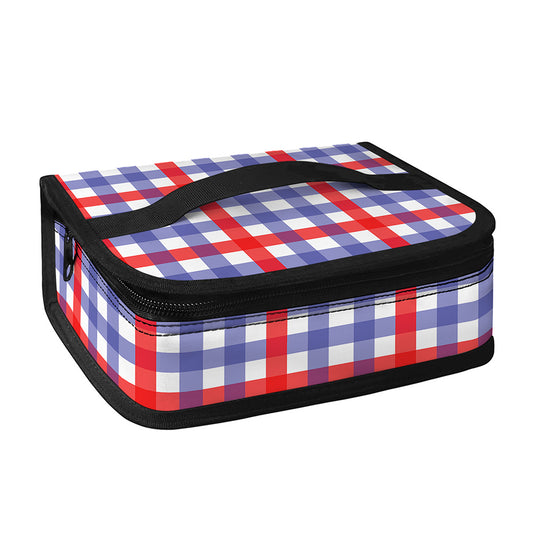 Blue Red And White Check Pattern Print Small Lunch Bag