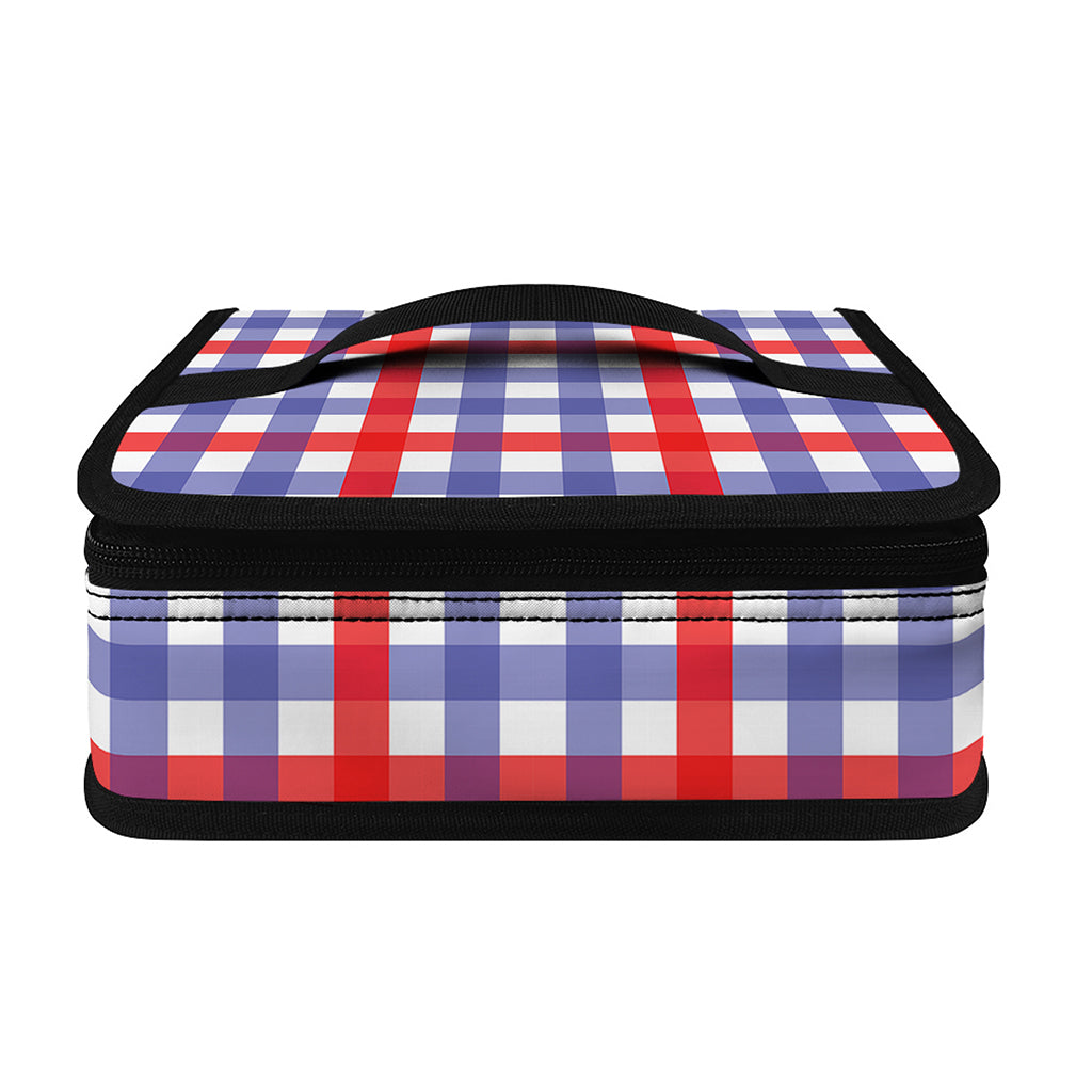 Blue Red And White Check Pattern Print Small Lunch Bag