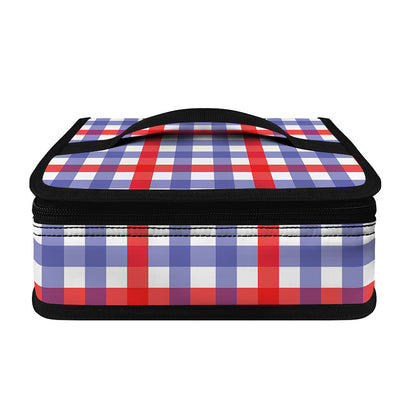Blue Red And White Check Pattern Print Small Lunch Bag