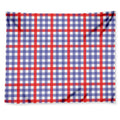 Blue Red And White Check Pattern Print Tapestry