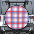 Blue Red And White Check Pattern Print Tire Cover