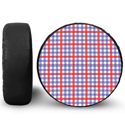 Blue Red And White Check Pattern Print Tire Cover