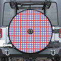 Blue Red And White Check Pattern Print Tire Cover With Camera Hole