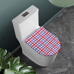 Blue Red And White Check Pattern Print Toilet Lid Cover