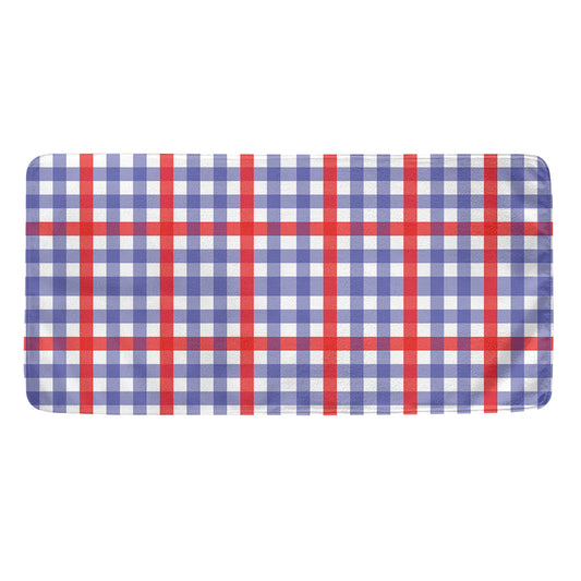 Blue Red And White Check Pattern Print Towel