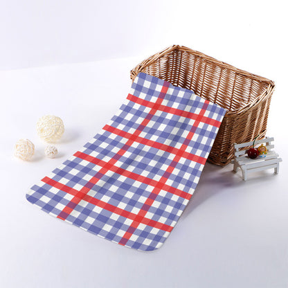 Blue Red And White Check Pattern Print Towel
