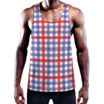 Blue Red And White Check Pattern Print Training Tank Top