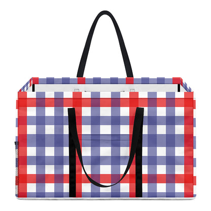 Blue Red And White Check Pattern Print Utility Tote Bag