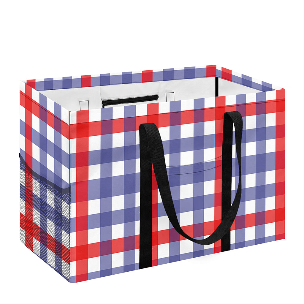 Blue Red And White Check Pattern Print Utility Tote Bag