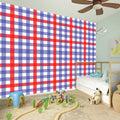 Blue Red And White Check Pattern Print Wall Sticker
