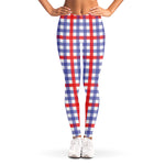 Blue Red And White Check Pattern Print Women's Leggings