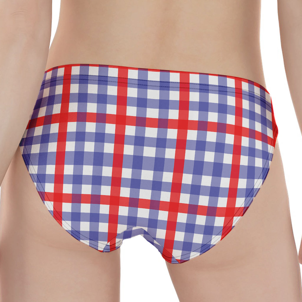 Blue Red And White Check Pattern Print Women's Panties