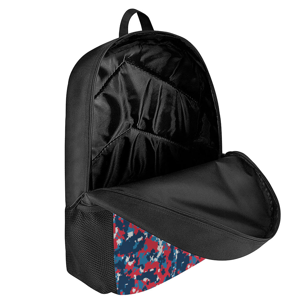 Blue Red And White Digital Camo Print 17 Inch Backpack