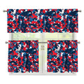 Blue Red And White Digital Camo Print 3 Piece Kitchen Curtains