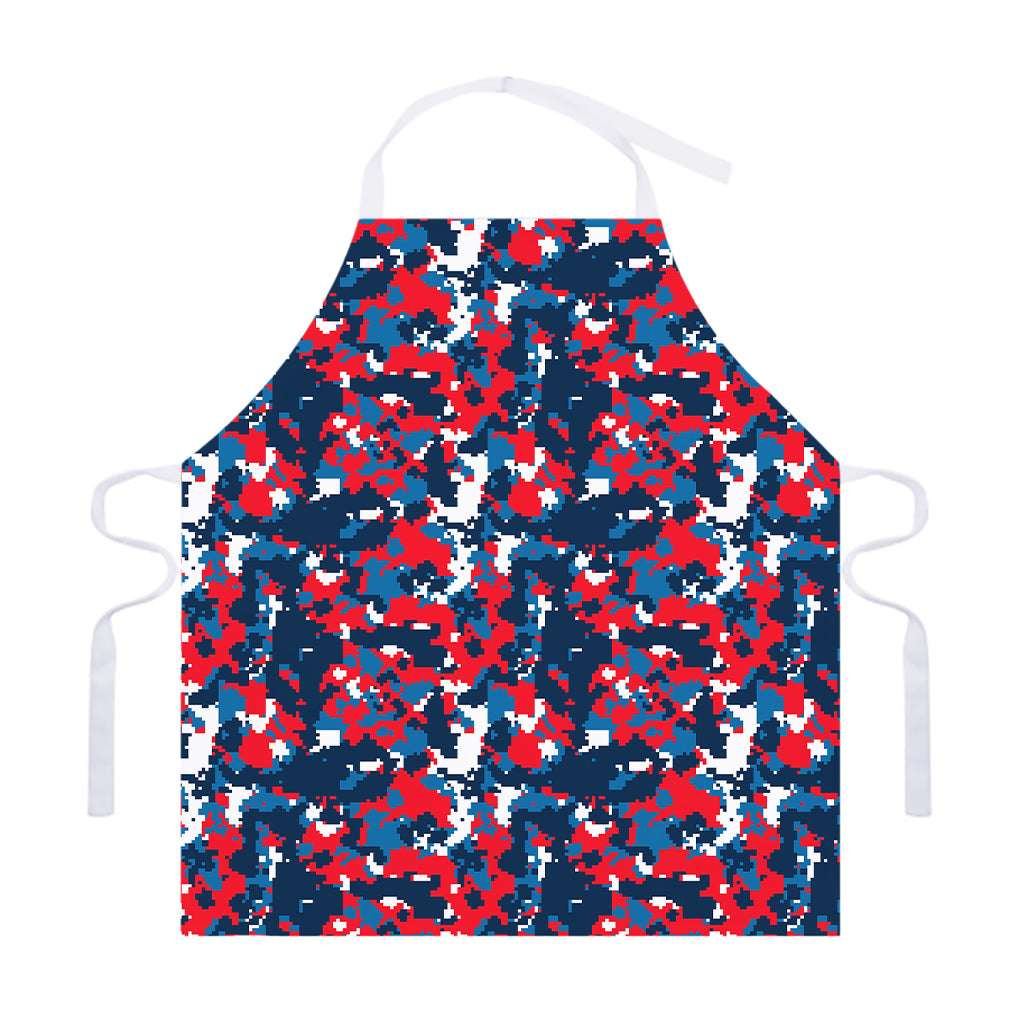 Blue Red And White Digital Camo Print Adjustable Apron