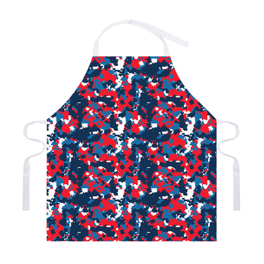 Blue Red And White Digital Camo Print Adjustable Apron