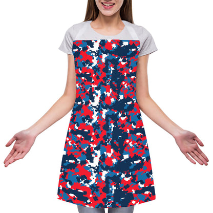 Blue Red And White Digital Camo Print Adjustable Apron