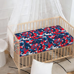 Blue Red And White Digital Camo Print Baby Crib Sheet