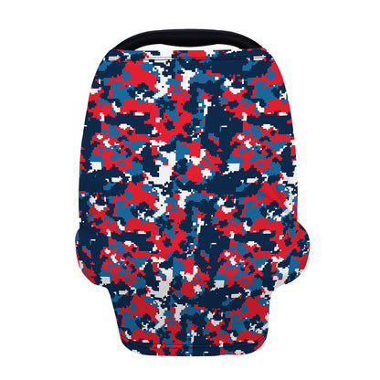 Blue Red And White Digital Camo Print Baby Seat Cover