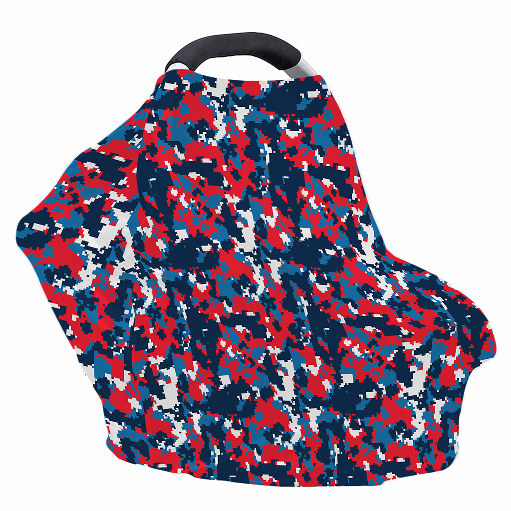 Blue Red And White Digital Camo Print Baby Seat Cover