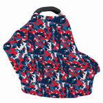 Blue Red And White Digital Camo Print Baby Seat Cover