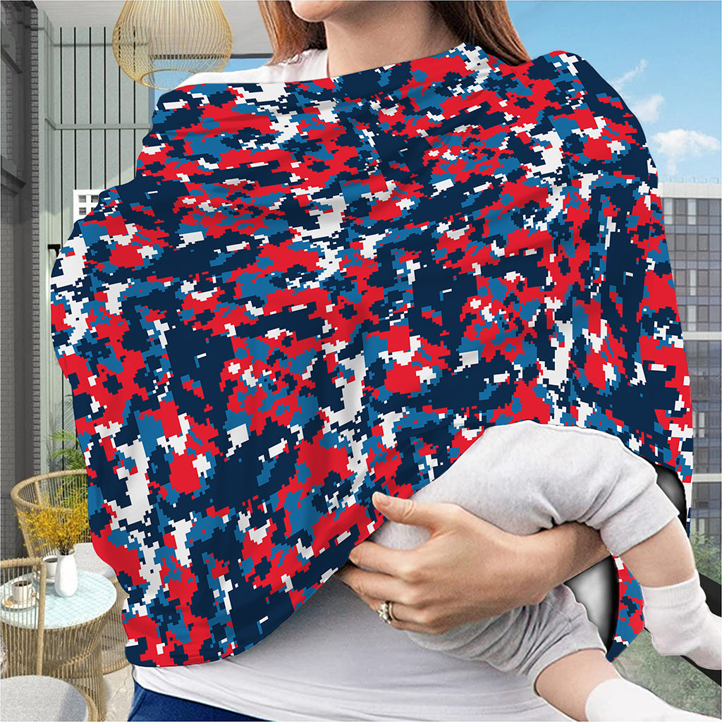 Blue Red And White Digital Camo Print Baby Seat Cover