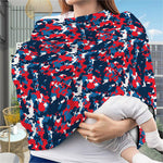 Blue Red And White Digital Camo Print Baby Seat Cover