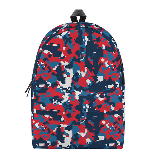 Blue Red And White Digital Camo Print Backpack