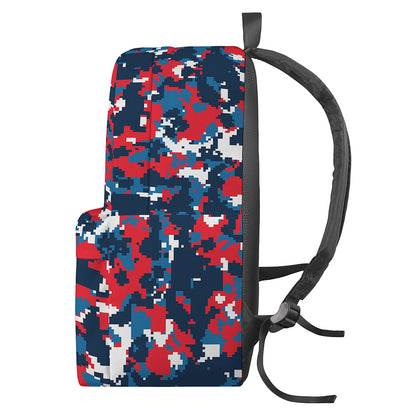 Blue Red And White Digital Camo Print Backpack