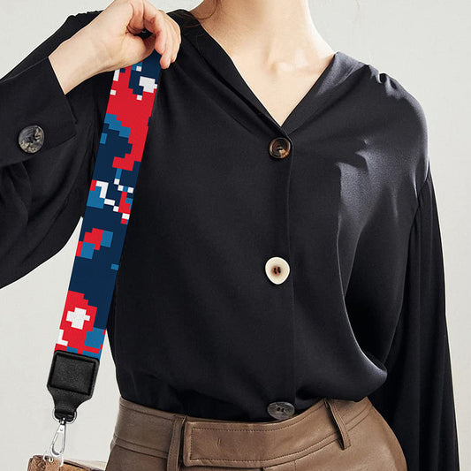 Blue Red And White Digital Camo Print Bag Strap