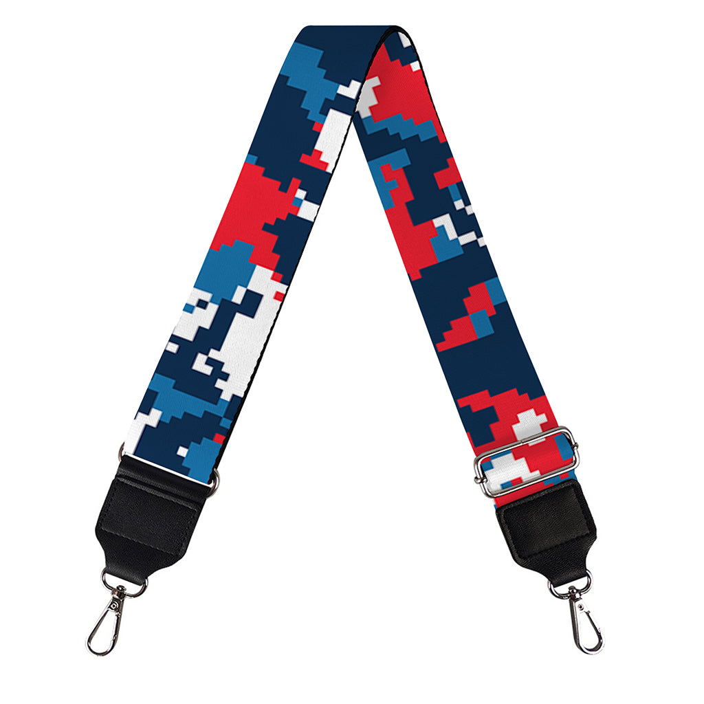 Blue Red And White Digital Camo Print Bag Strap