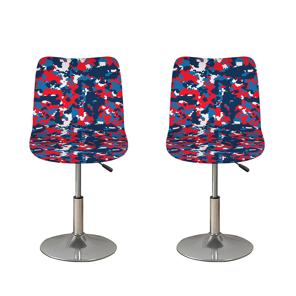 Blue Red And White Digital Camo Print Bar Stool Covers