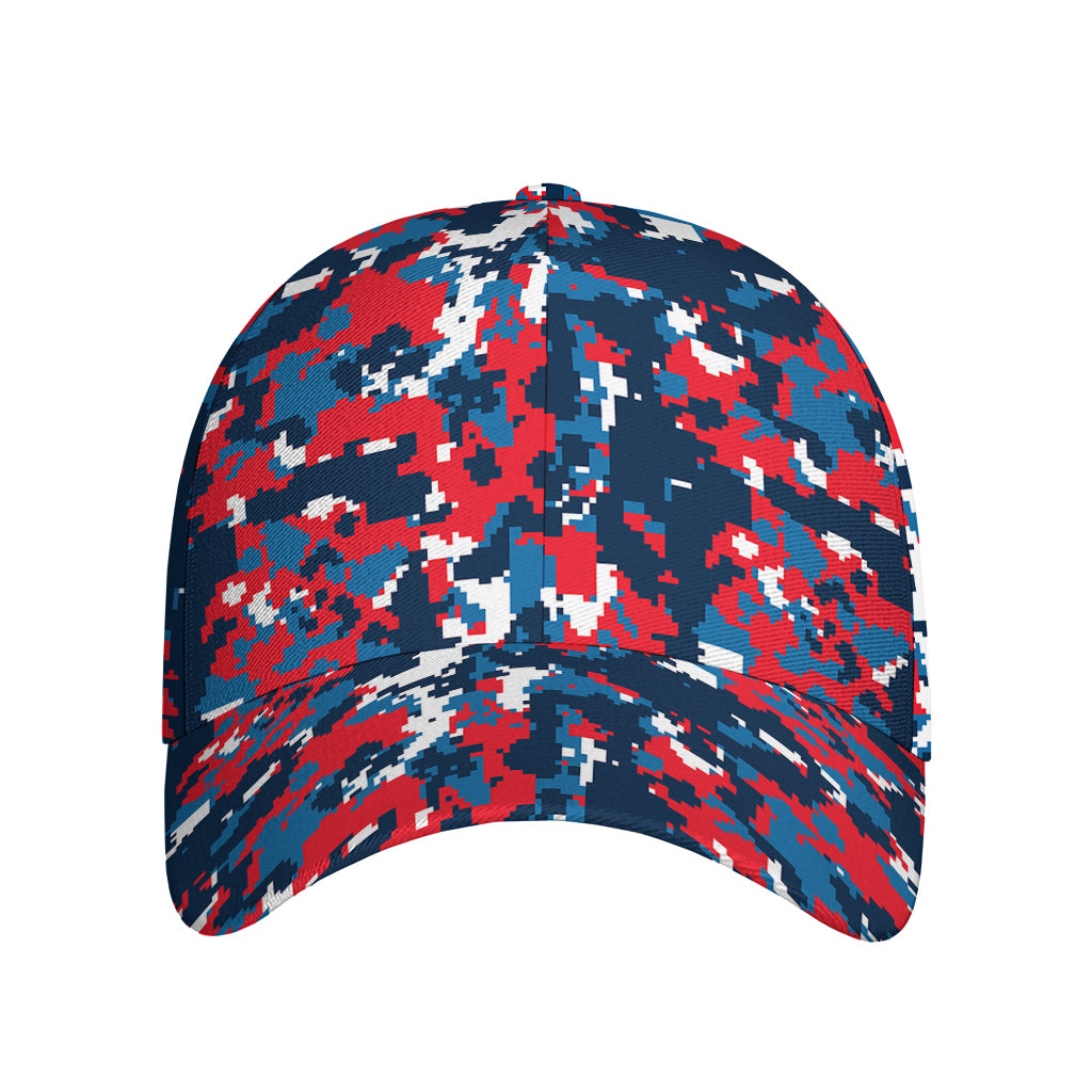 Blue Red And White Digital Camo Print Baseball Cap