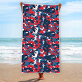 Blue Red And White Digital Camo Print Beach Towel