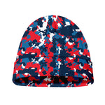 Blue Red And White Digital Camo Print Beanie