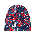 Blue Red And White Digital Camo Print Beanie