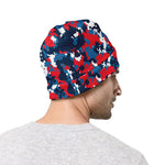 Blue Red And White Digital Camo Print Beanie
