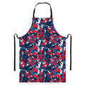 Blue Red And White Digital Camo Print Bib Apron With Pocket